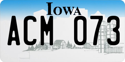 IA license plate ACM073