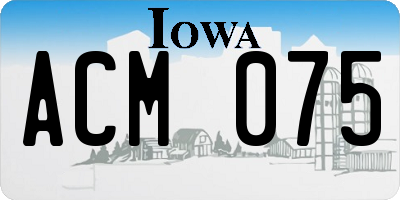 IA license plate ACM075