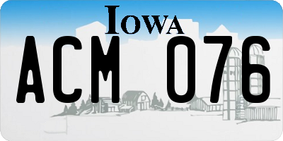 IA license plate ACM076