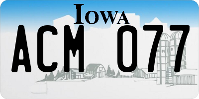 IA license plate ACM077