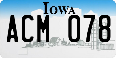 IA license plate ACM078