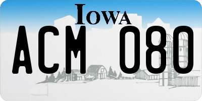 IA license plate ACM080