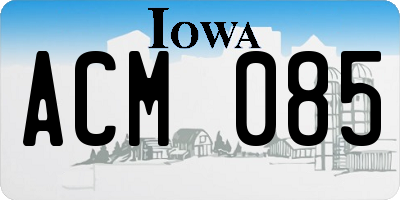 IA license plate ACM085