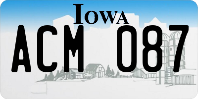 IA license plate ACM087