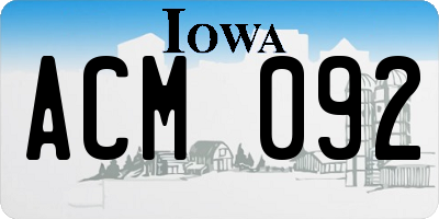 IA license plate ACM092