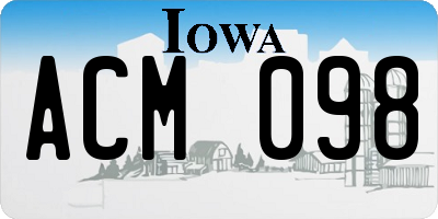 IA license plate ACM098