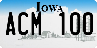 IA license plate ACM100