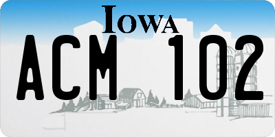 IA license plate ACM102