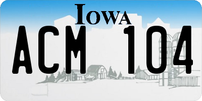 IA license plate ACM104