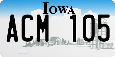 IA license plate ACM105