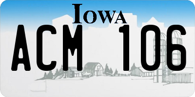 IA license plate ACM106