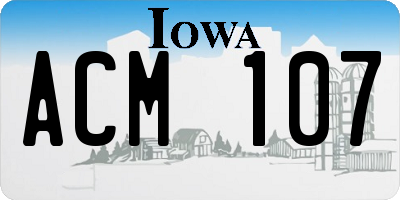 IA license plate ACM107