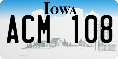 IA license plate ACM108