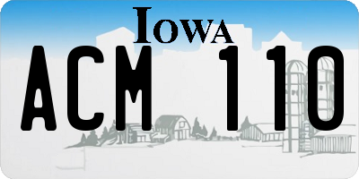 IA license plate ACM110