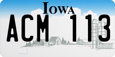 IA license plate ACM113