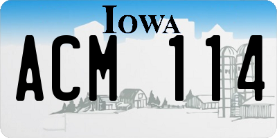 IA license plate ACM114