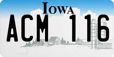 IA license plate ACM116