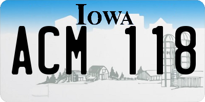 IA license plate ACM118