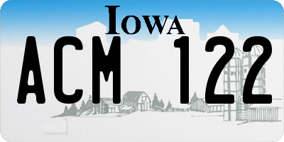 IA license plate ACM122