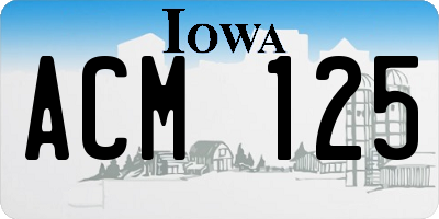 IA license plate ACM125