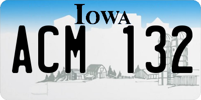 IA license plate ACM132