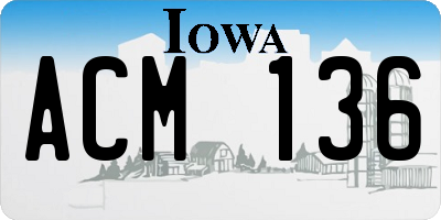 IA license plate ACM136