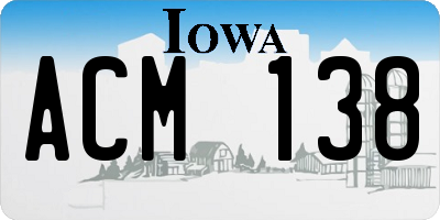 IA license plate ACM138