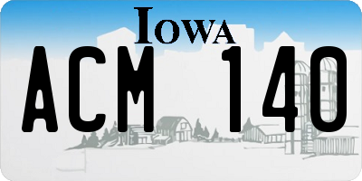 IA license plate ACM140