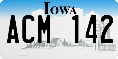 IA license plate ACM142