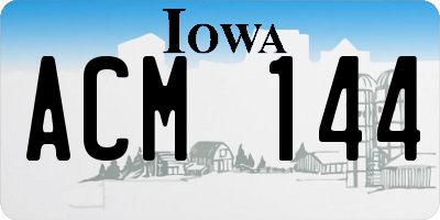 IA license plate ACM144