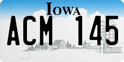 IA license plate ACM145