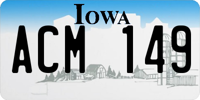 IA license plate ACM149