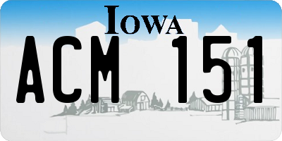 IA license plate ACM151