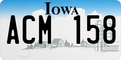 IA license plate ACM158