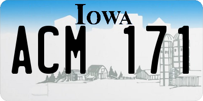 IA license plate ACM171
