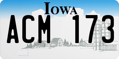 IA license plate ACM173