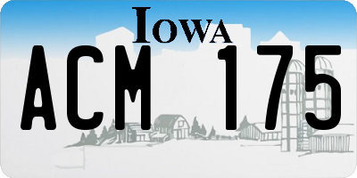 IA license plate ACM175