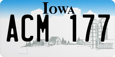 IA license plate ACM177