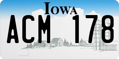 IA license plate ACM178