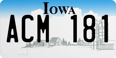 IA license plate ACM181