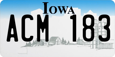 IA license plate ACM183
