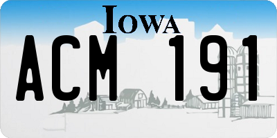 IA license plate ACM191