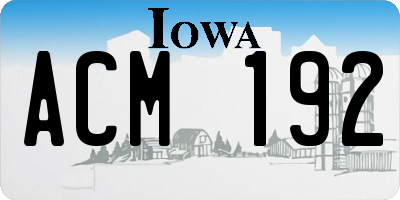 IA license plate ACM192
