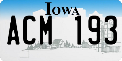 IA license plate ACM193