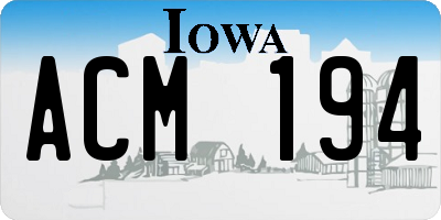 IA license plate ACM194