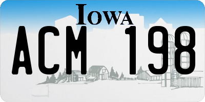 IA license plate ACM198