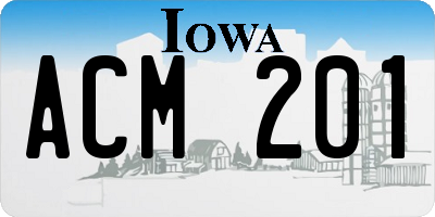 IA license plate ACM201