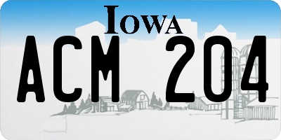 IA license plate ACM204