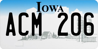 IA license plate ACM206