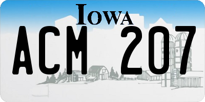 IA license plate ACM207